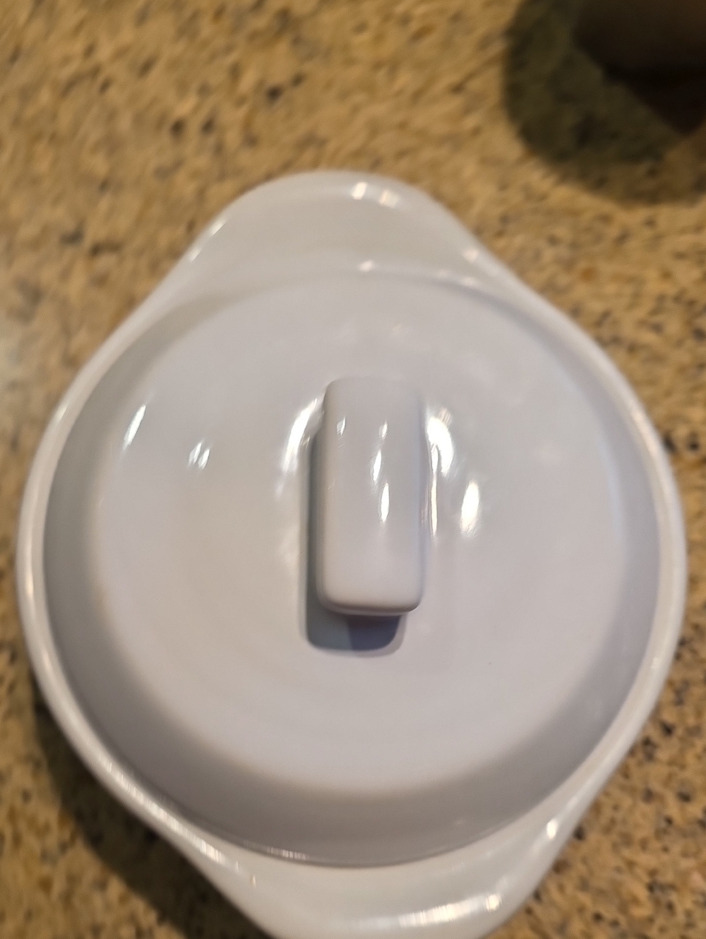 Pampered Chef White Covered Casserole with Handle Garlic Cooker